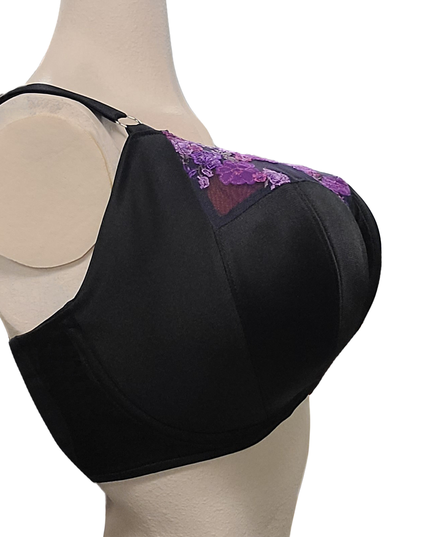 34M Dahlia Purple Luxury Embroidery Wired Bra Balconette Plunge Cup Bra In Stock